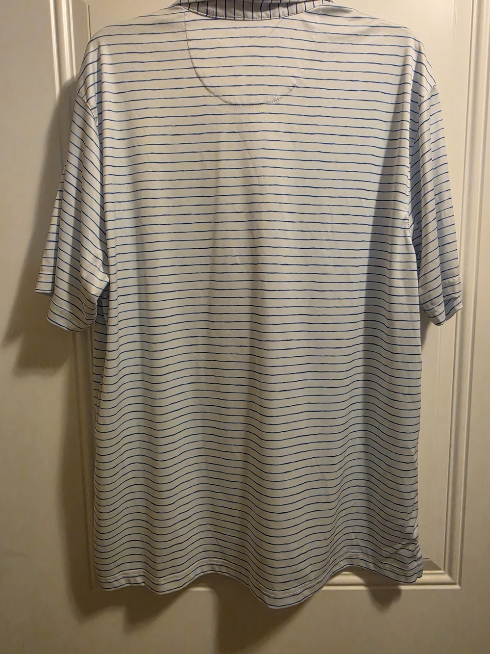 Men's White & Blue Striped Polo Shirt - Performance Golf Style - Picture 4 of 4